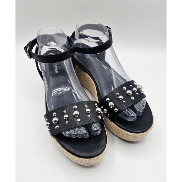 Marc Fisher Shoes - Marc Fisher Womens Joyce Sandals Size 10M Black Vegan Leather Studded Platform